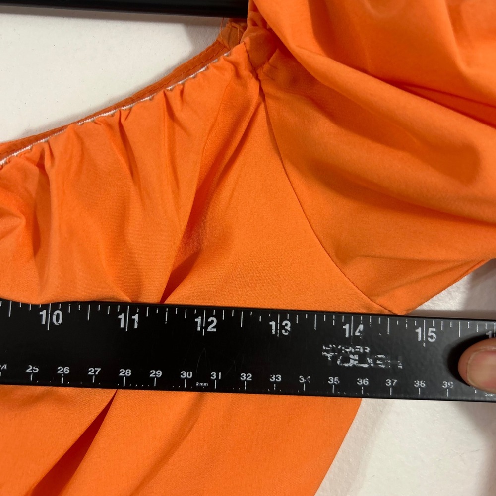 Unbranded Romper Womens Small Orange Off Shoulder Balloon Sleeve Ruffle - Picture 4 of 7